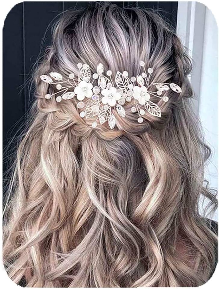 Bruiloft Haar Wijnstok Kristal Bruid Haarstuk Zilver Bruids Haaraccessoires voor Vrouwen (Zilver)