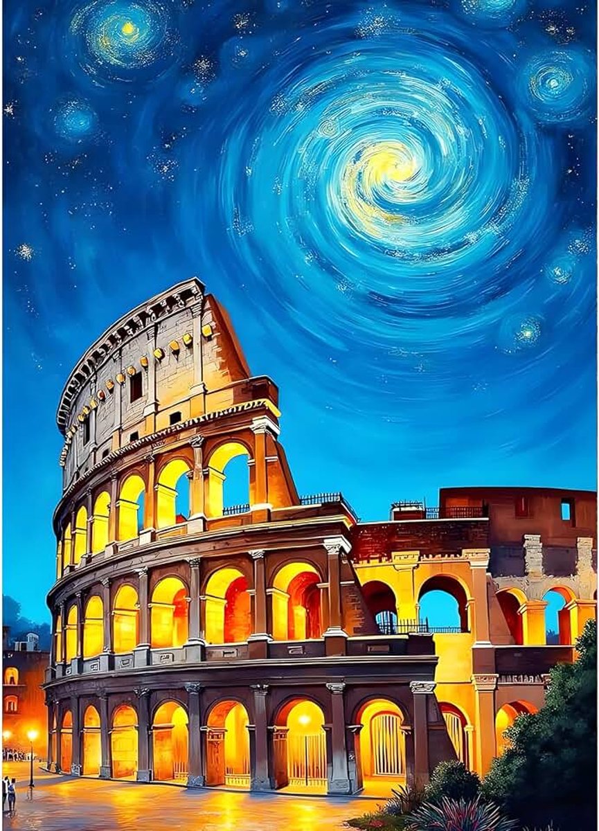 Kolosseum Diamond Painting Kits Volwassenen, 5D Sterrenhemel Diamant Kunst Afbeeldingen Beginner, DIY Ronde Volledige Boor Antieke Architectuur Diamanten Kunst Schilderij Borduurwerk Thuis Muur