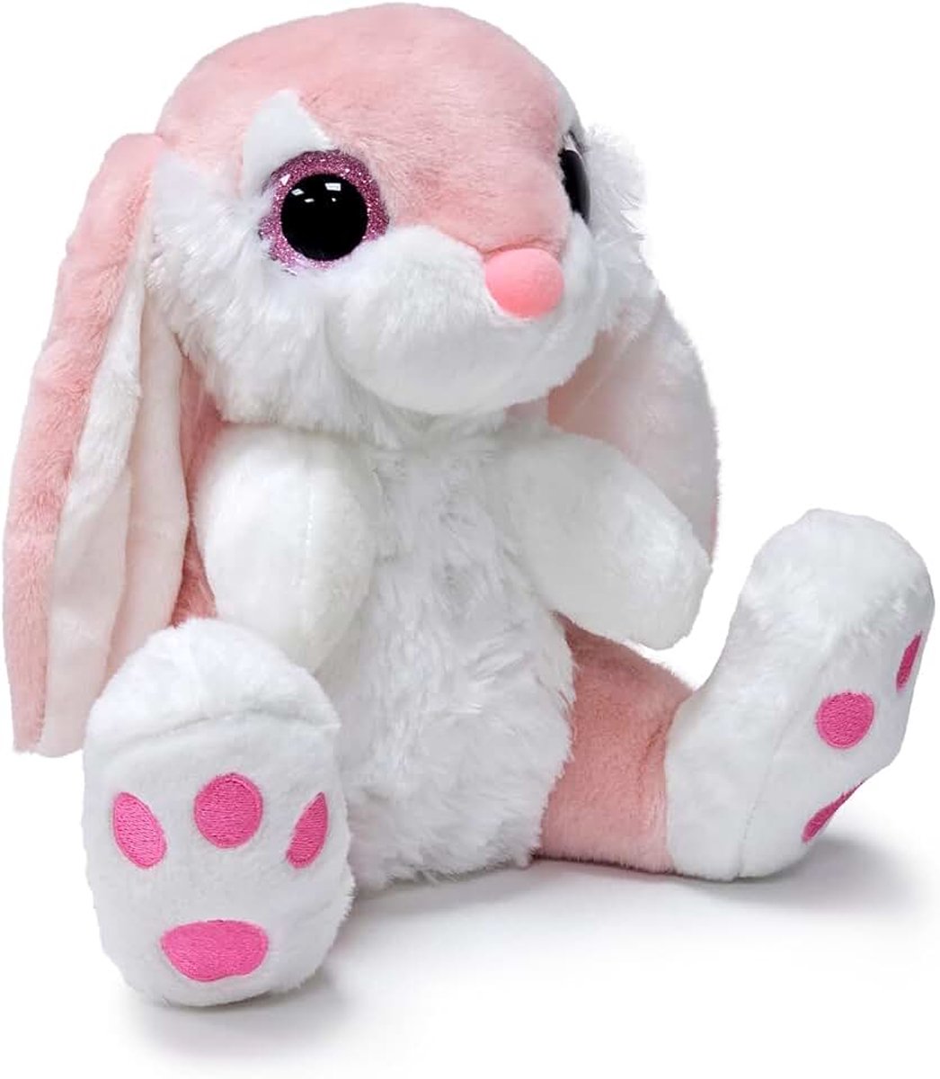 - Zittend konijntje van pluche - kwaliteit super zacht (roze, 29 cm)