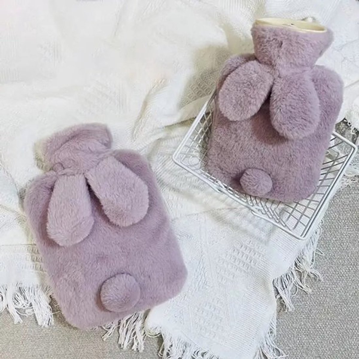 1 Helende Konijn-Handwarmer | Hoogwaardige pluche hoes, brandveilig en lekvrij, verwarmt je buik en handen, je exclusieve winterse helende metgezel. 1000 ml