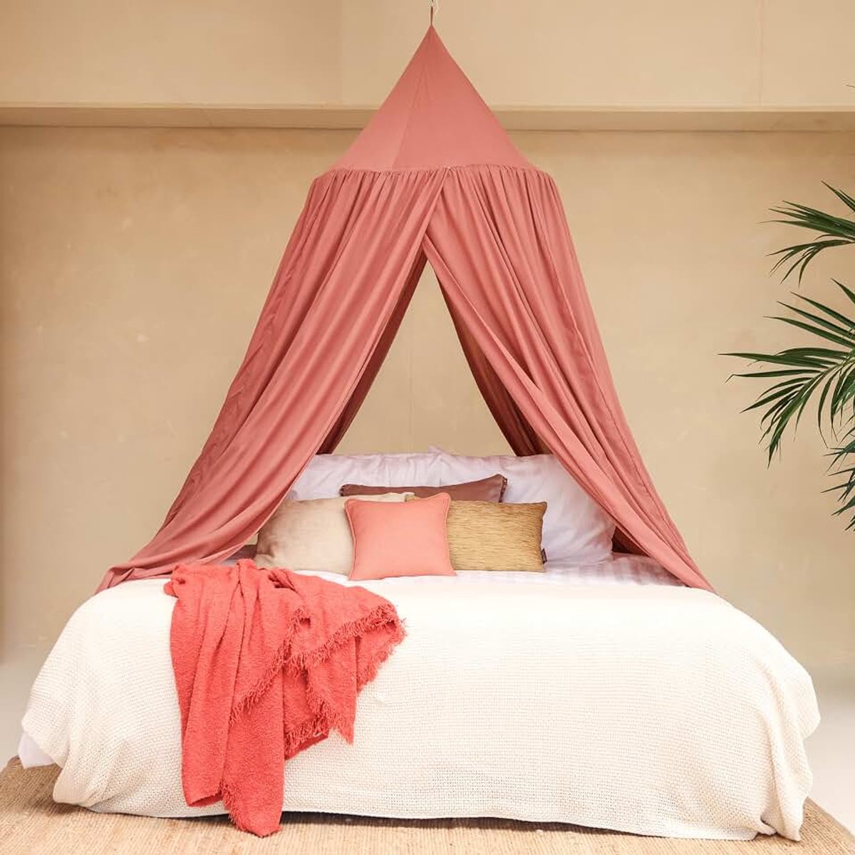 Bedhemel voor Tweepersoonsbed & King Size Bed | Luxe Ronde Klamboe | Rond Hemelbed voor Slaapkamer, Decoratief Muskietennet met 2 Openingen