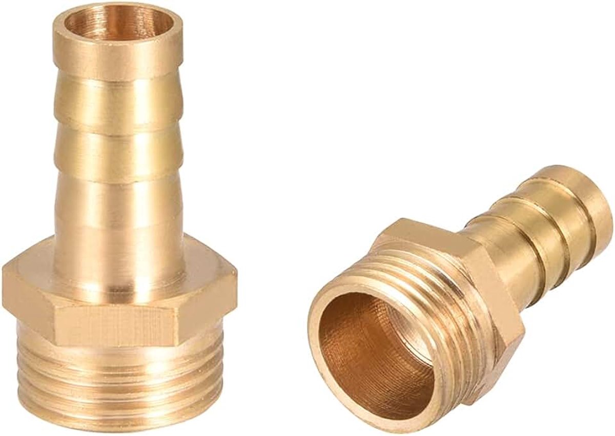 Sourcing map 2 stuks. Slangaansluiting stekker adapter 10 mm weerhaak x 3/8" G bus buis 3/8" G x 10mm