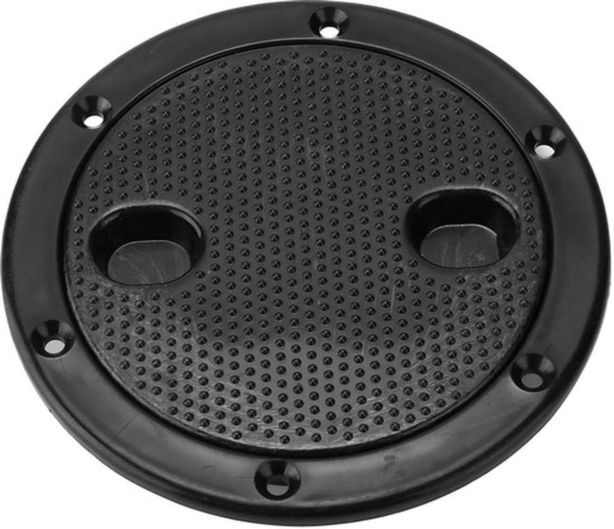 - Dekselplaat voor Bootluik - Antislip Inspectieluik - Afneembare Deksel - 4 Inch formaat - Ideaal voor boten - Bescherming en toegang - Zwart