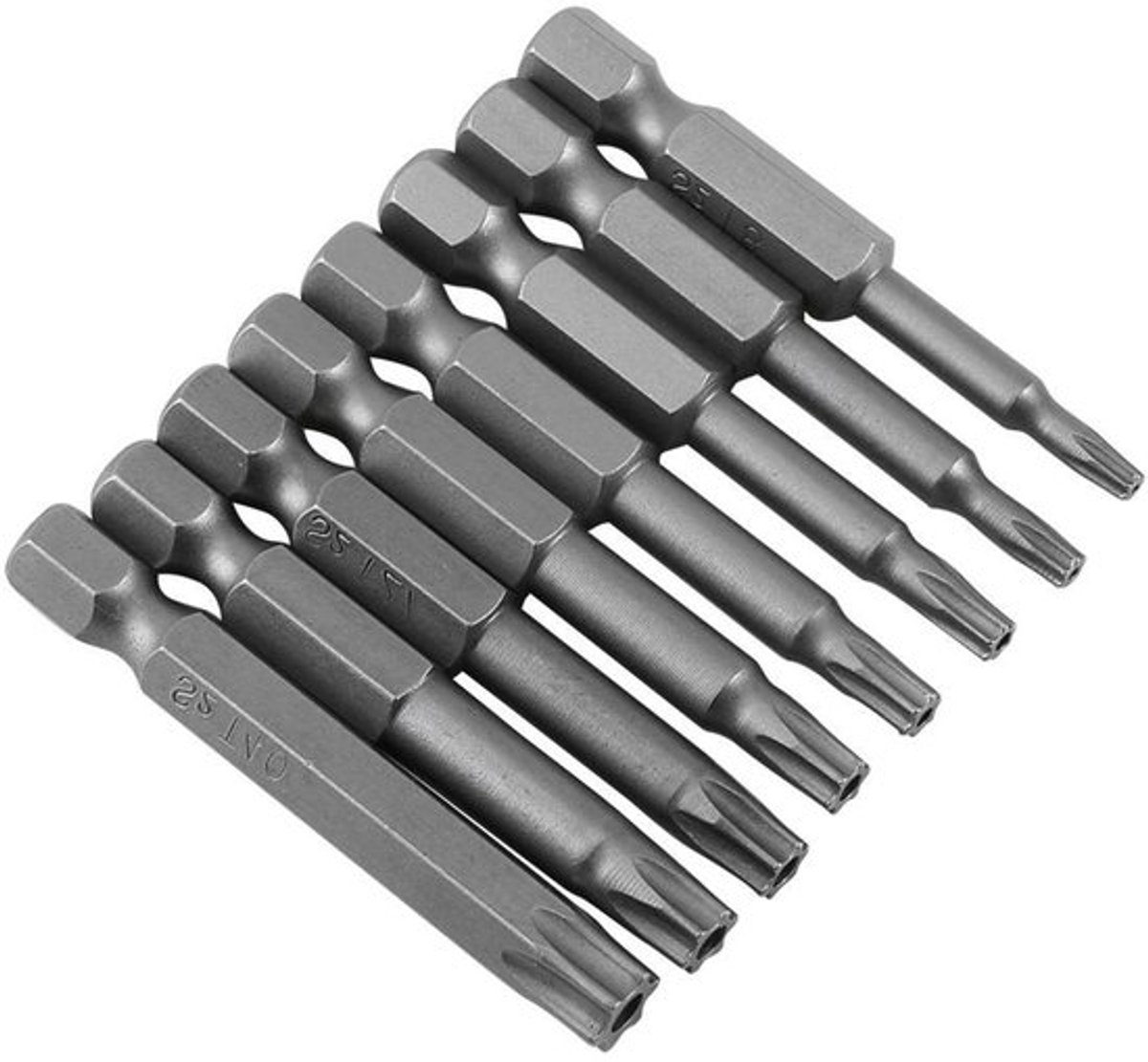 8-delige Set Lange Stalen Torx Ster Schroevendraaier Bits met Magnetische Beveiliging