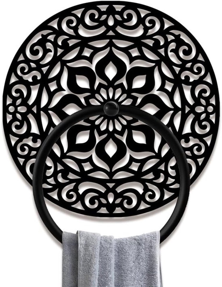 Vintage handdoekring van roestvrij staal voor badkamer en keuken - Decoratieve wandhouder en kunstzinnig ontwerp, ideaal als verjaardagscadeau of voor gastentoilet decoratie