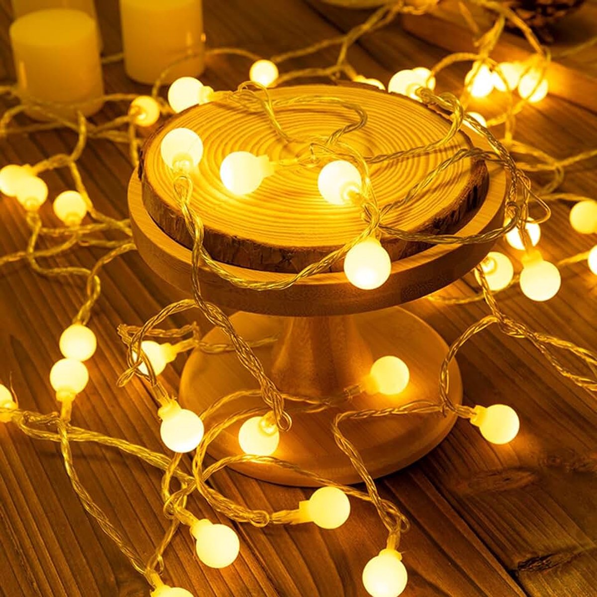 Lichtsnoer voor buiten, 6 m, 40 leds, warmwit, 2 modi, fonkelen en continu licht, bol-lichtketting voor bruiloft, feest, Kerstmis, balkon, decoratie, binnen en buiten