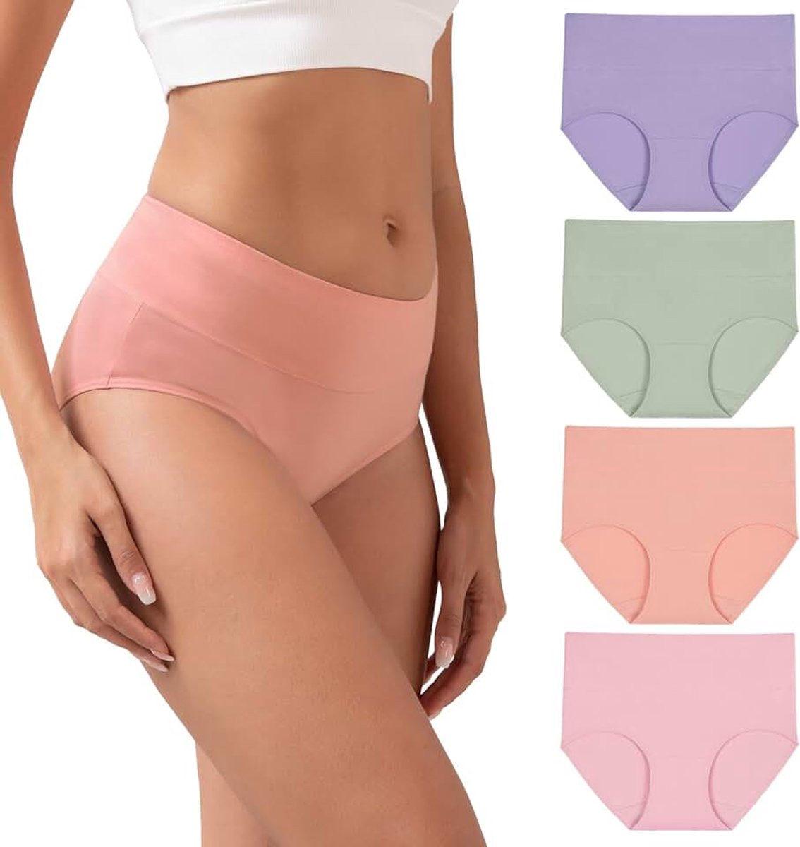 Onderbroeken voor dames, hoge taille, katoen, ondergoed, slips, zachte slips, vrouwen, verpakking van 4 stuks
