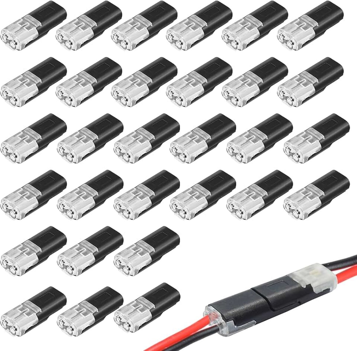 30 stuks autokabelverbinders, waterdicht, 2-polig, connectoren 2-polig, 2-polige stekker 12 V, 2-pins stekker, kabelstekker en -verbindingen, 12 V kabelverbinder, 12 V-stekker, 2-polig, 2-polige