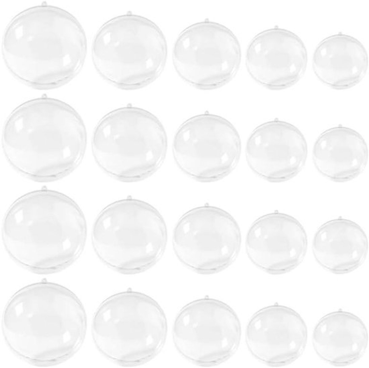 20 stuks lege ballen om te vullen - hangers kerstballen ornamenten (3 cm, 4 cm, 5 cm)