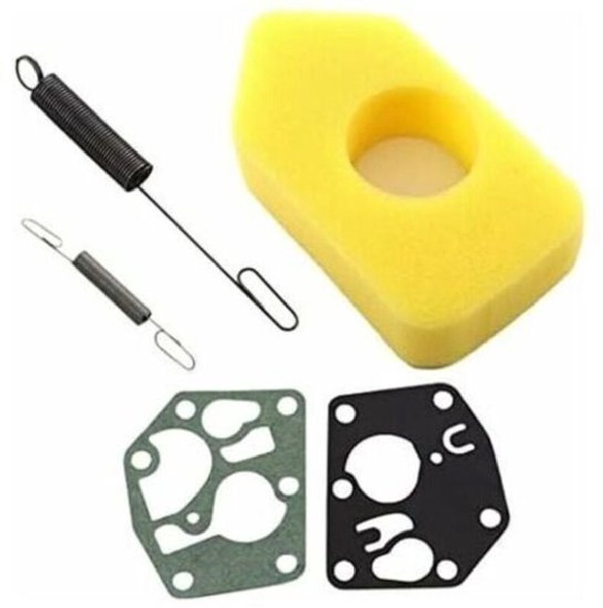 Geschikt voor Briggs & Stratton 3,5-4,5 pk Classic Sprint Quattro 450 500 550 serie motoren: luchtfilterunit 698369, stelveer 691859, membraan 495770, 795083.