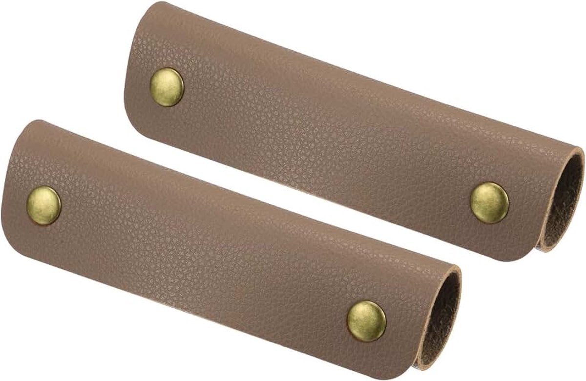 Bagage Handvat Wrap, 2 Pack PU Handtas Grip Cover Protector Identifier met Sluiting voor Koffer Boodschappentas, Donkerbruin