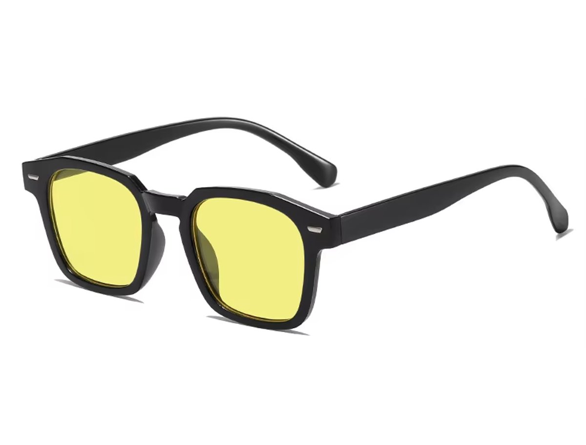 Retro Zonnebril 2026 - Zwart Frame - Gele Glazen