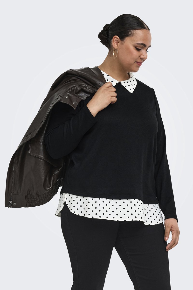 ONLY CARMAKOMA - CARALBA LS MIX TOP JRS Dames T-shirt