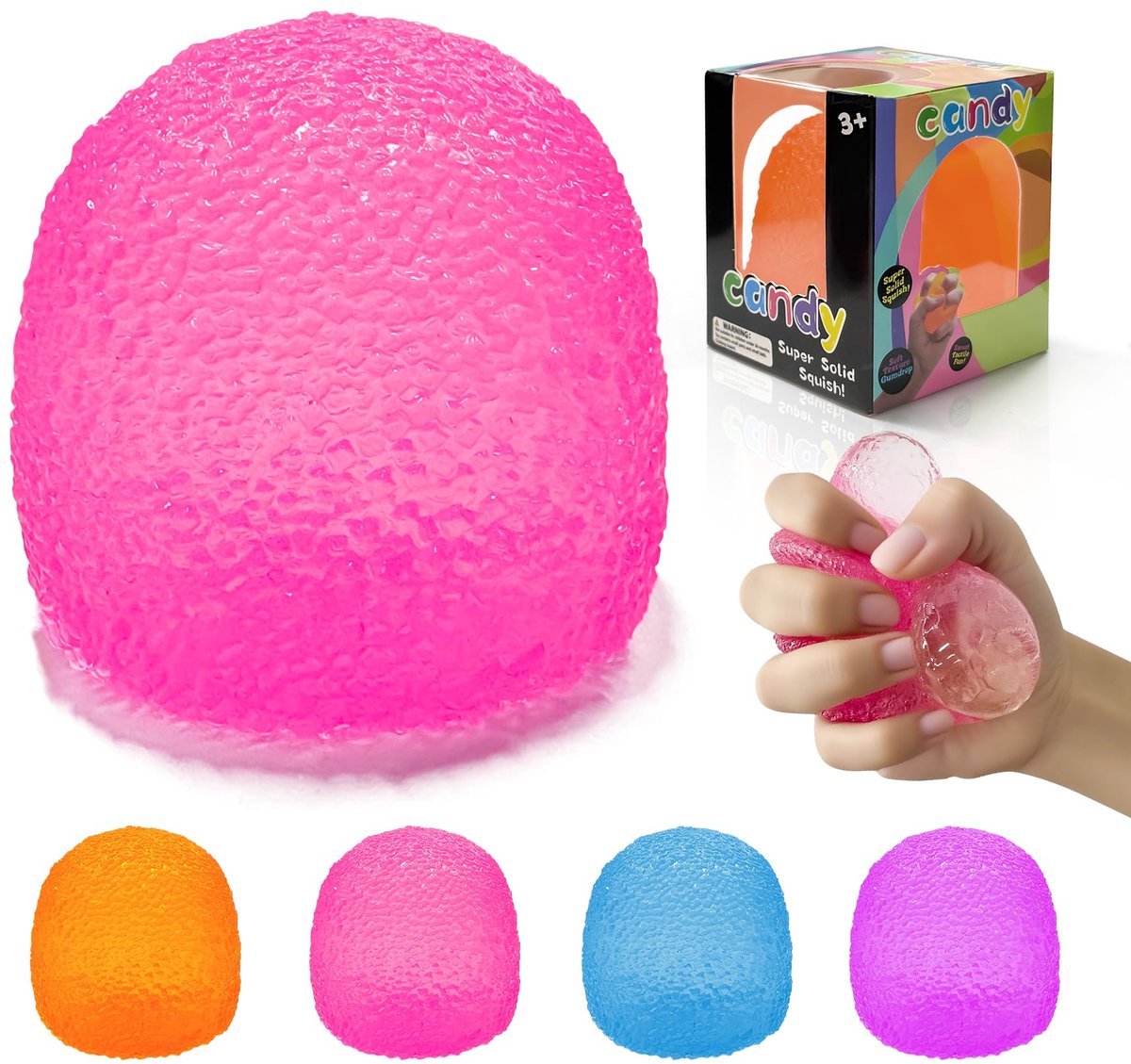 Casalora Stressbal Snoepvorm – Squishy Anti Stress Bal – Super Stevige Knijpbal – Sensorisch Speelgoed voor Kinderen & Volwassenen