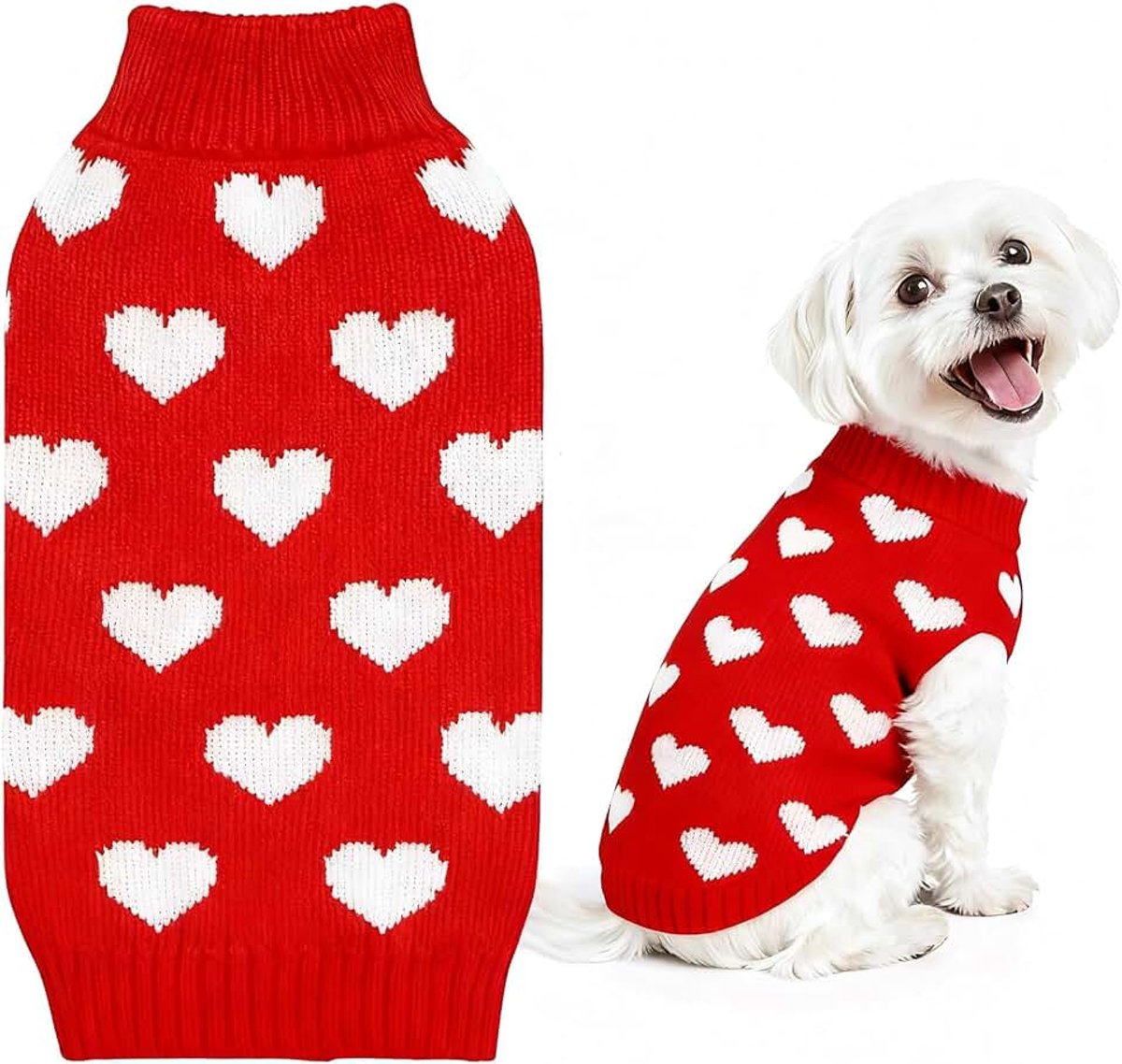 Kleine maat, hart, Valentijnsdag, hondentrui, rood, pullover voor honden, warm, liefde, kleding, honden, kleine maat, kleding, kat, rood, S