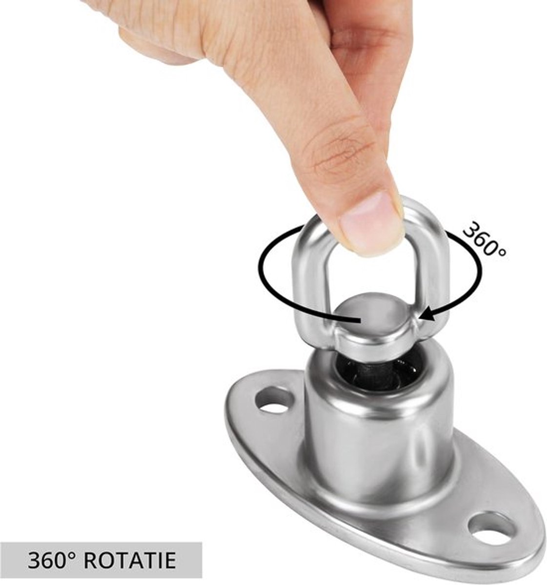Ophangsysteem voor Schommels - Stalen Swivel - 360 Graden Rotatie - 500 kg Capaciteit - Geschikt voor Houten Schommels, Hangmatten en Yoga - Roestvrij Staal Swivel Haak met Schroef