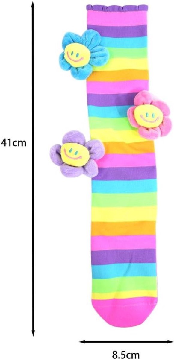 Zonnebloemen Kousen Voor Meisjes 7-12 Jaar | Feestelijke Kerstkousen Voor Themafeesten - Kleurrijk & Vrolijk met Smiley Patroon | Geschikt voor Verjaardagen, Kerst, Halloween & Nieuwjaar