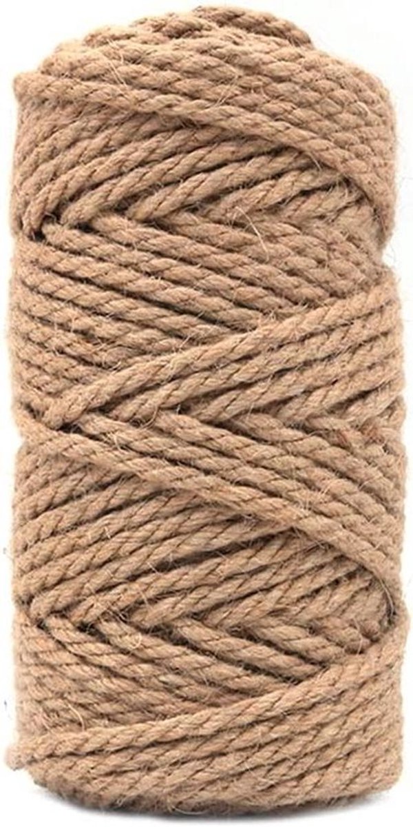- Sterke Natuurlijke Jute Touw - 5mm Dik - 50 Meter Lang - Tuin Decoratie - Knutselen - Duurzaam - Geschikt voor Buiten - Bruin