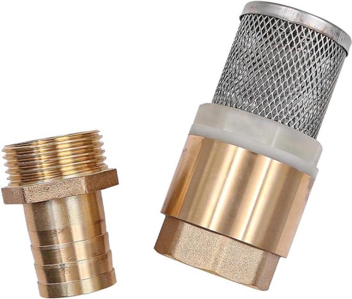 Voetventiel - Zuigfilterset Messing 1 Inch Met Terugslagklep - Schroefdraad - Slangaansluiting 25mm - Geschikt voor Tuinpompen - Messing 1 Inch.