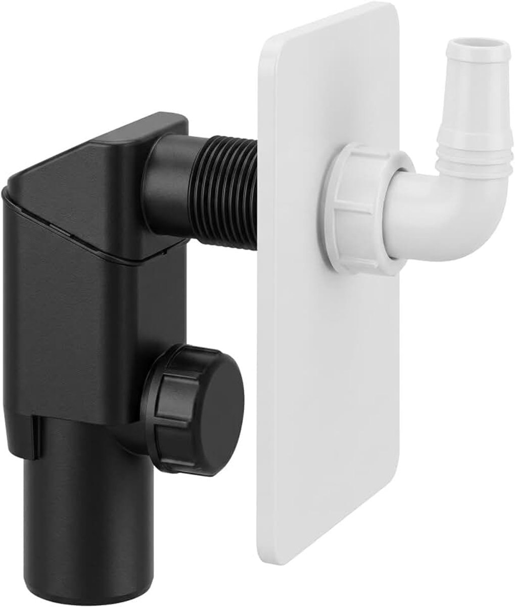 Ø40 voor wasmachine | witte ABS-plaat 98 x 148 mm | witte pipet | slanghouder aansluiting 19-23 mm | wasmachine-afvoer | eenvoudige installatie