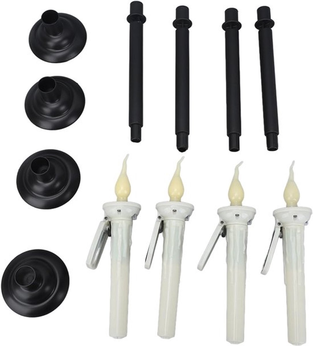 4 Solar Taps Looplichten met Sensor, Flickerend Warm Geel Licht voor Buiten, Verwijderbare Spikes voor Tuinversiering