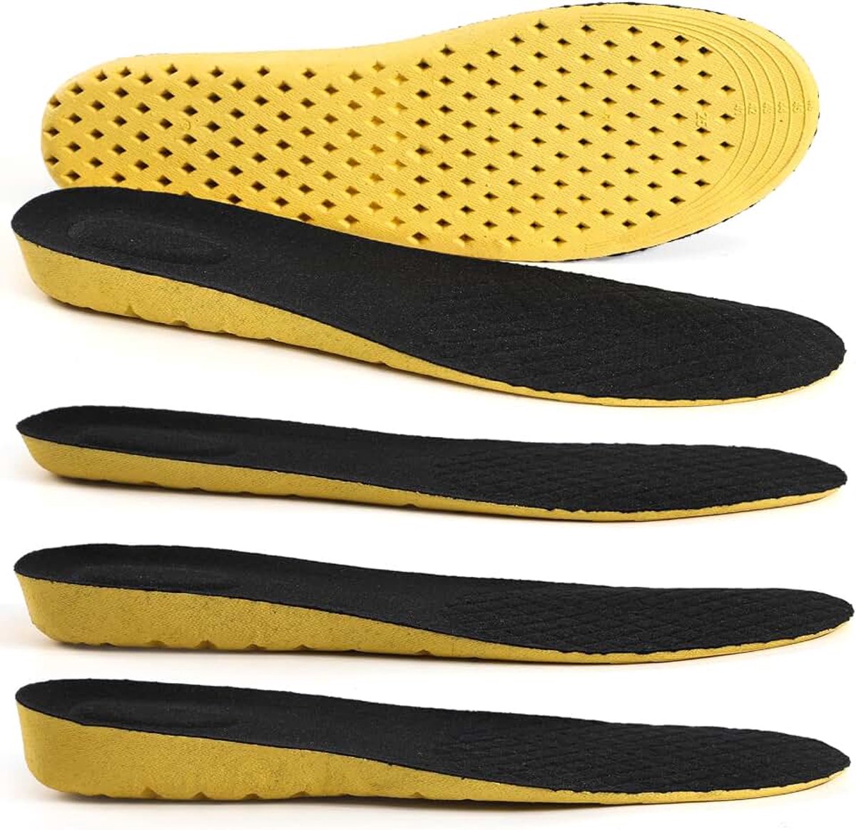 Hoogteverhogende sportschoeninlegzolen, zachte ademende elastische schokabsorberende gaatjes vervangende inlegzolen voor heren en dames (3 cm hoogte, 1 paar)