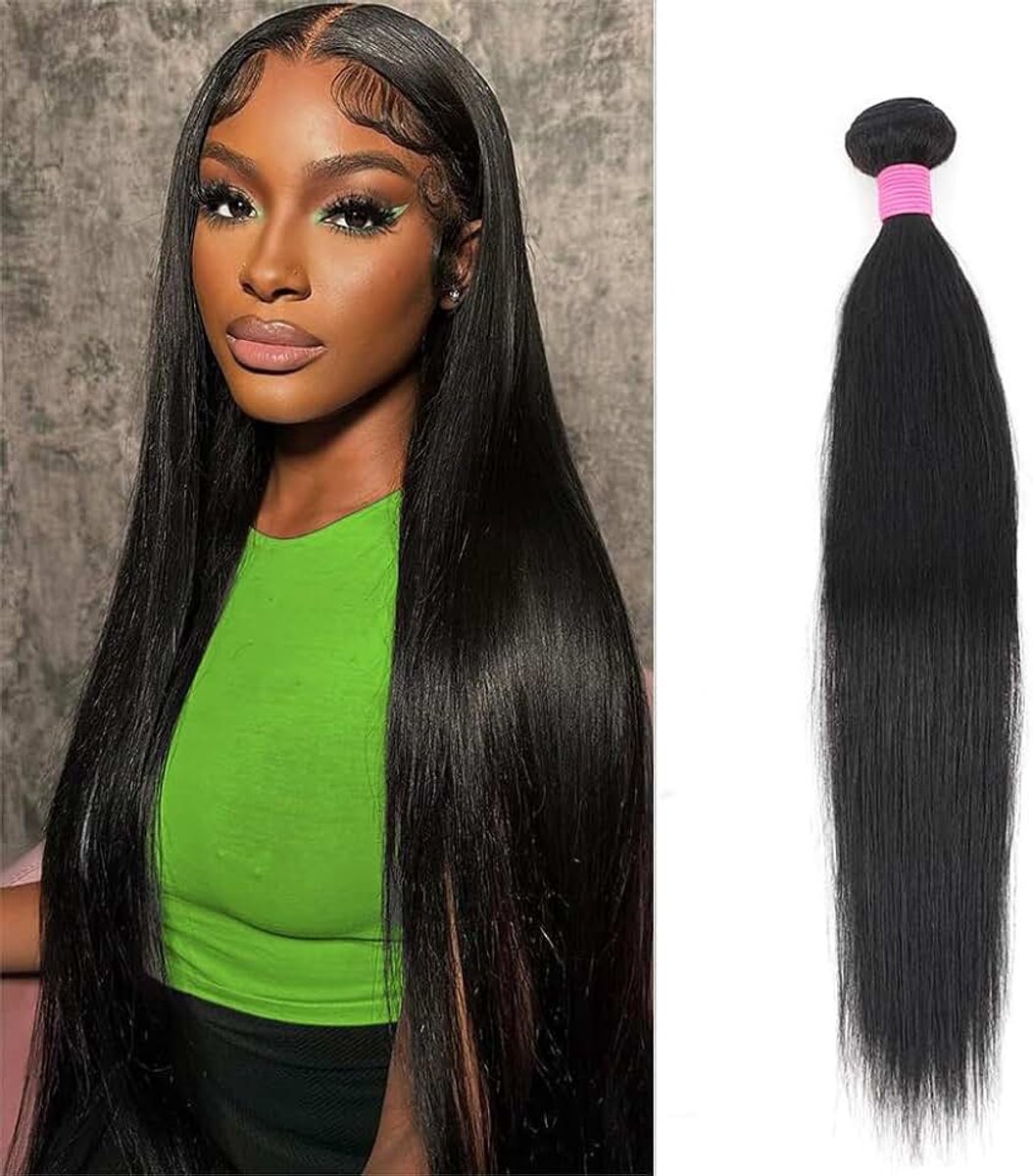 Rechte haarbundel, steil haar, 1 bundel, weave 100% Brazilië, Virgin haar, haarverlenging, 90 g-95 g (71 cm)