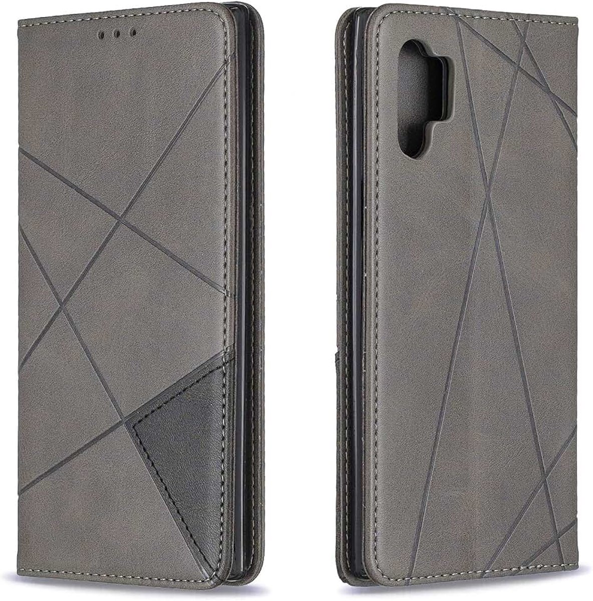 Hoesje voor Samsung Galaxy Note 10 Plus Hoes Book Case, Premium Lederen Flip Wallet Telefoon Case [Kickstand] Hoogwaardige Cover Mobiele Telefoon Case Geval voor Beschermhoes (Grijs)