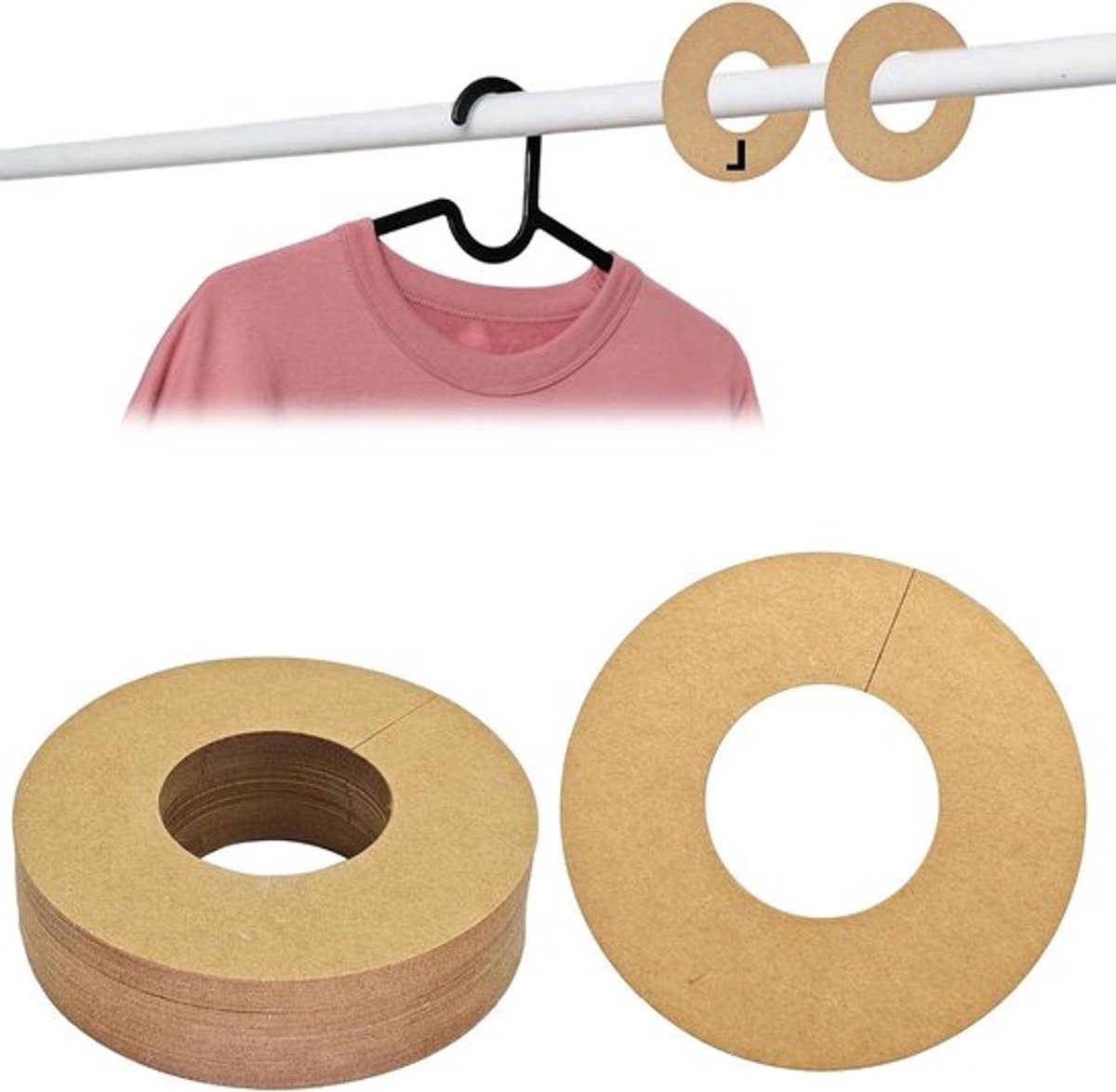 Kledingmaatverdelers van Kraftpapier, 50 stuks - Maatverdelers voor kleding - Kleerhangerverdelers - Marker (9 cm, donkergeel)