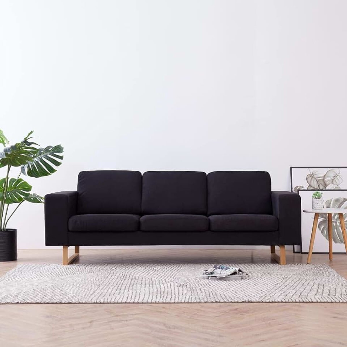 3-zitsbank van stof, 3-zitsbank, bank voor woonkamer/kantoor, moderne bank, slaapbank, meubels voor woonkamer, zwart