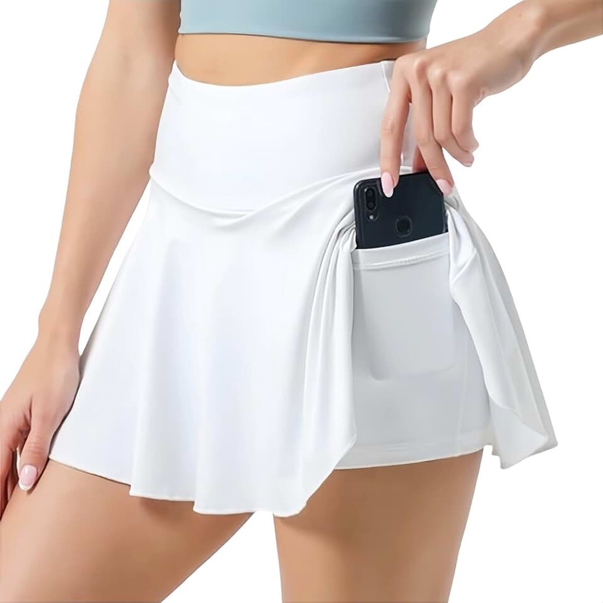 Rokken met Shorts Geplooide Rok met Zakken Hoge Taille Skort Workout Golf Skorts Running Fitness Basic Sport Mini Rok