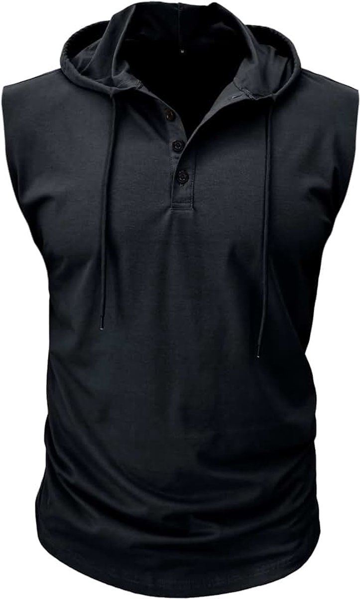 Atletische hoodie met korte mouwen voor heren, modieuze pullover voor fitness, shirt met capuchon, knoopsluiting, zomerse sweater, lichte hippe hikeshirts voor heren, boksen, trektochten