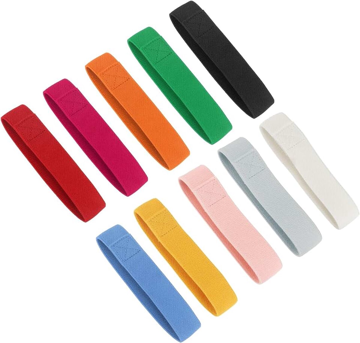 Bento Box Strap Lunchbox-riem, elastische bevestigingsriem voor thuis, kantoor, camping, picknick, zwart/rood/geel/rozenrood/crèmewit/orchidee/roze/lichtgrijs/oranje/groen, 10 stuks