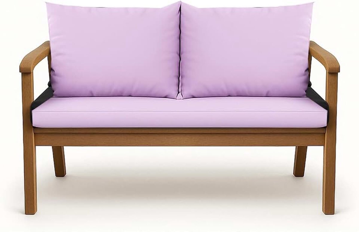 Kussens voor tuinbank met rugleuning, dubbelzijdig kussen voor schommel en bank, verkrijgbaar in verschillende kleuren en maten (lichtpaars, 120 x 60 x 50 cm)