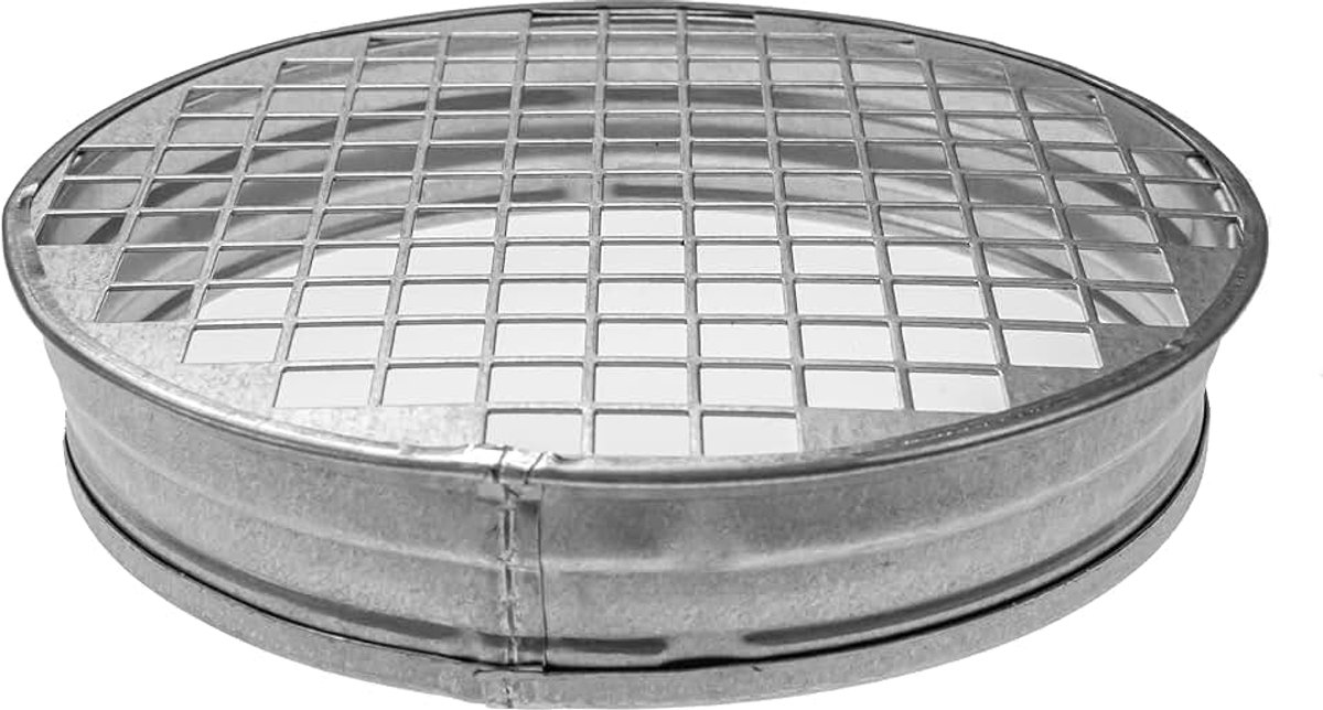 150 mm ronde gegalvaniseerde stalen eindkap met aluminium gaas - ronde ventilatieafdekking - binnen- en buitenbuisafdekking - luchtventilatie - eindkap voor drogerkanaal - metalen plug - stalen