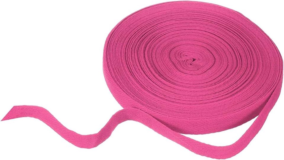Katoenen lint, visgraatpatroon, 15 mm x 21 m, gevlochten biasrol, voor doe-het-zelf naaien, geschenkverpakking, rood roze