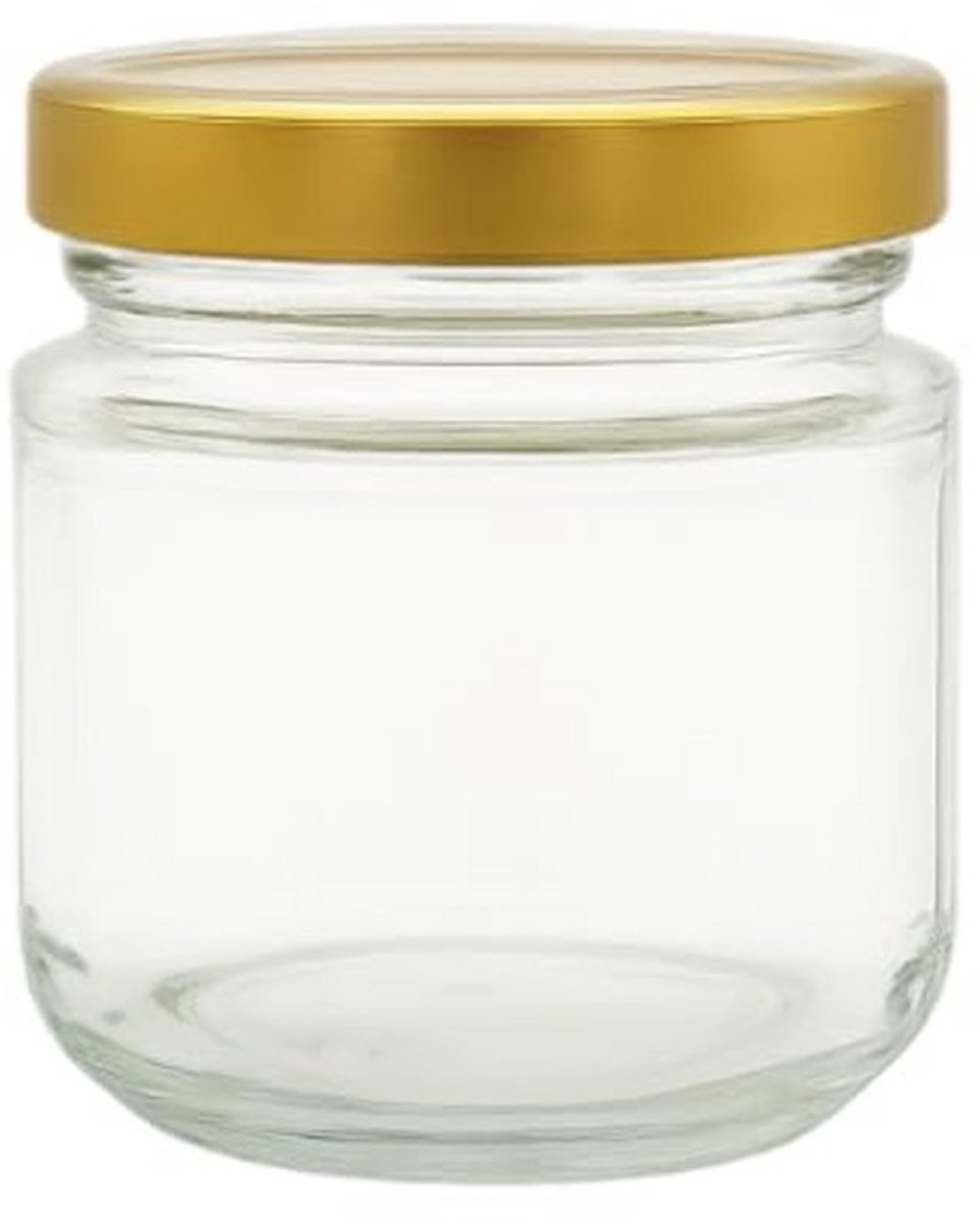Mini-potten 100 ml - Glazen Inmaakpotjes met Schroefdeksel en Gouden Deksel - Kleine Potten voor Kruiden, Honing, en Jam (Set van 12)