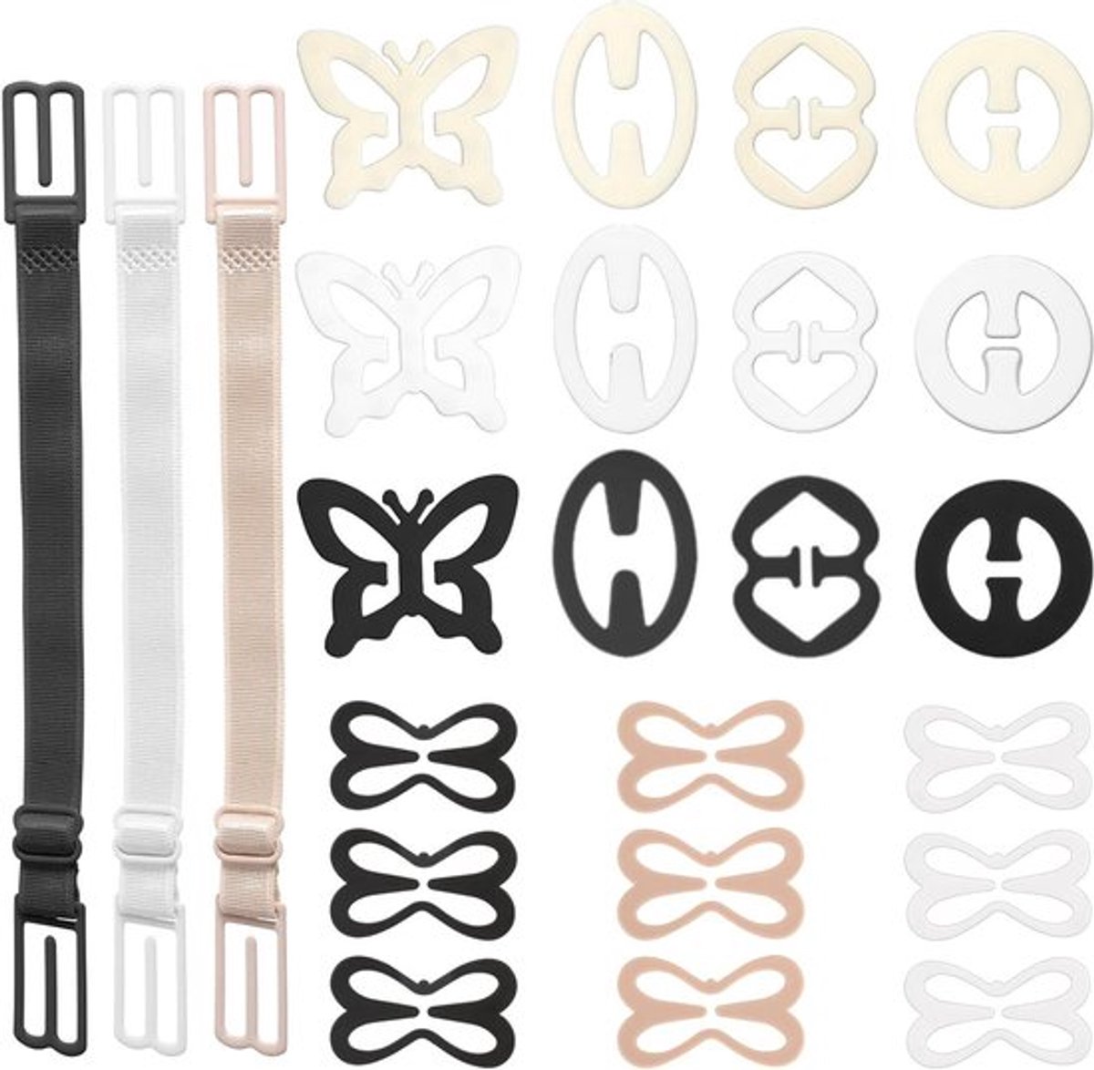 Verstelbare beha-clips voor dames | 24 stuks | Antislip bh-bandjes voor rug | Elastische bandjes voor hardlopen en training