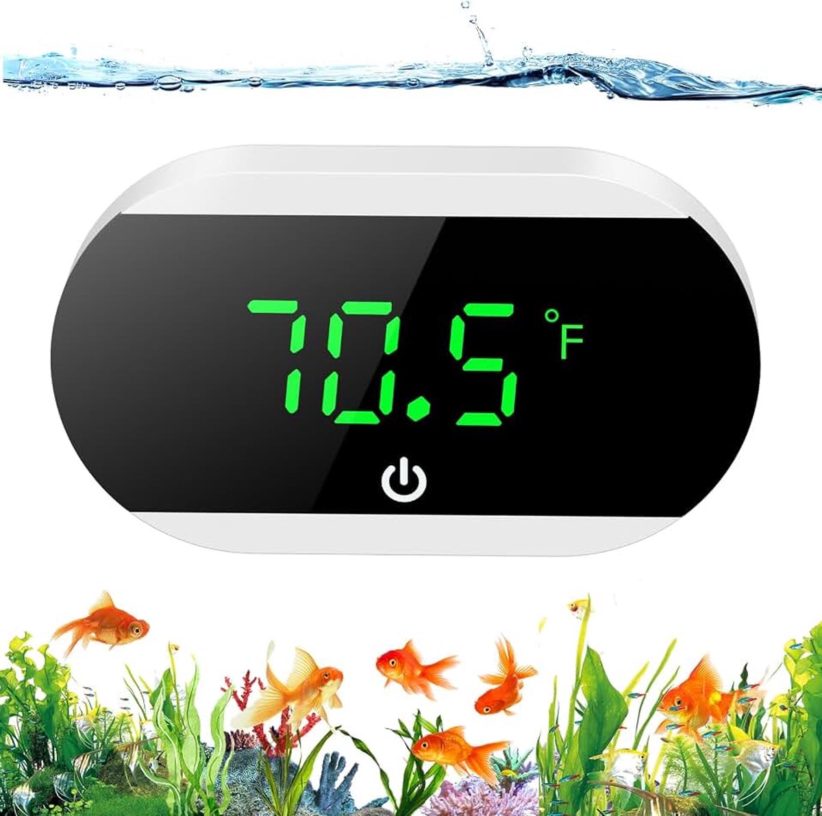 Digitale thermometer met touchscreen, temperatuur/°F, led-touch-display, digitale waterthermometer voor zoet water, zeewater, reptielen