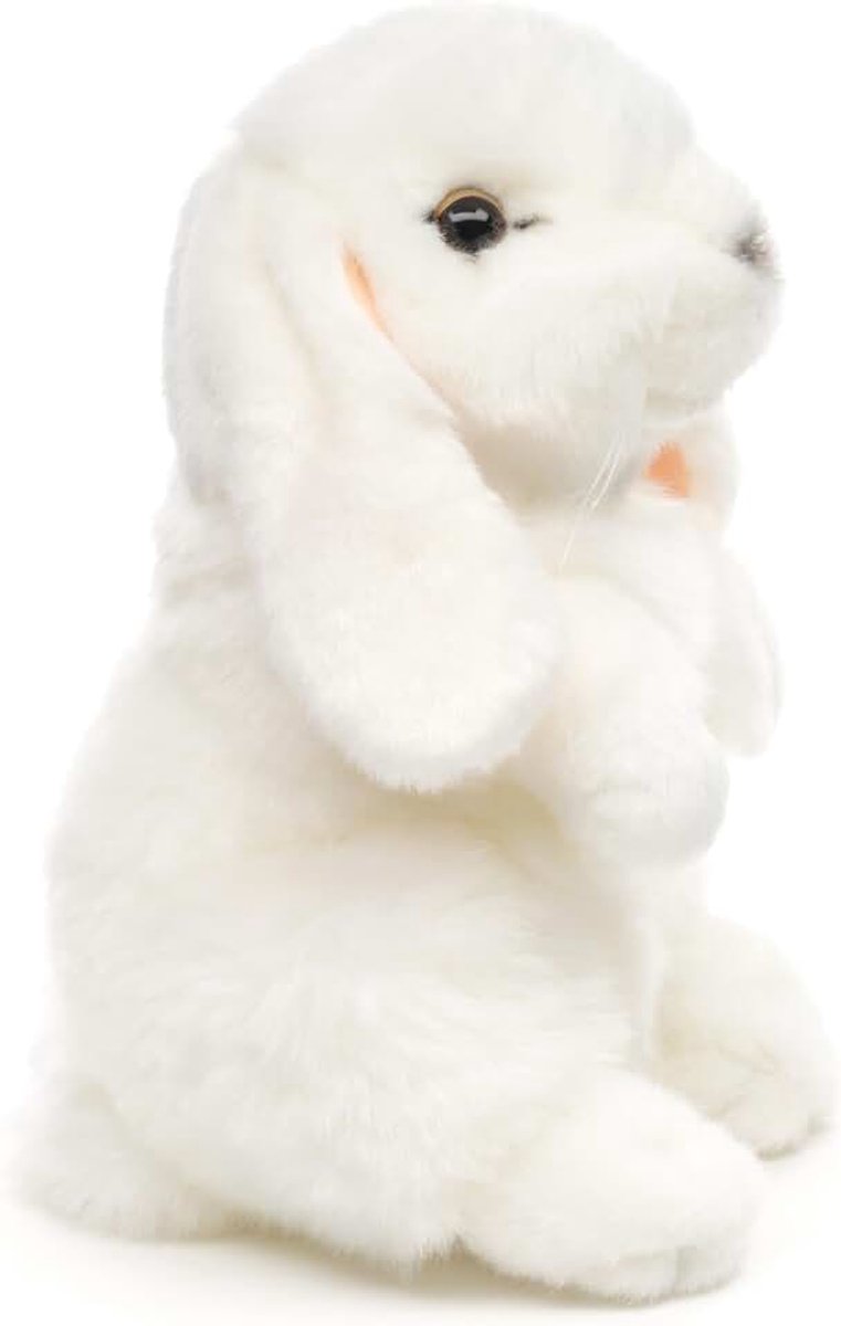 - Ram konijn, staand (wit) - 18 cm (hoogte) - pluche haas, konijn - pluche dier, knuffeldier