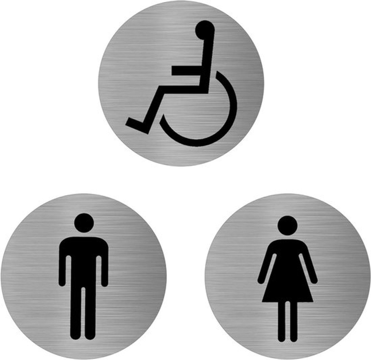 Wc-bord 75mm aluminium dames heren gehandicapten - deurbordje kleedkamer toiletten