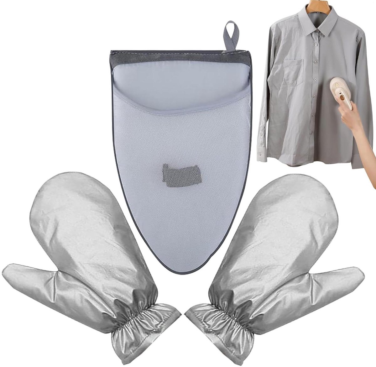Stoomhandschoenen - Strijkaccessoires - Kleding Stomen - Hittebestendige Bescherming - 25x15 cm - Grijs