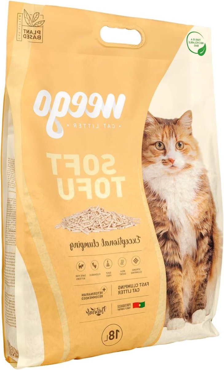Kattenbakvulling Tofu - Zachte Vulling - Hygiënisch Huisdier - Hoge Geurcontrole - 18 Liter - Geel