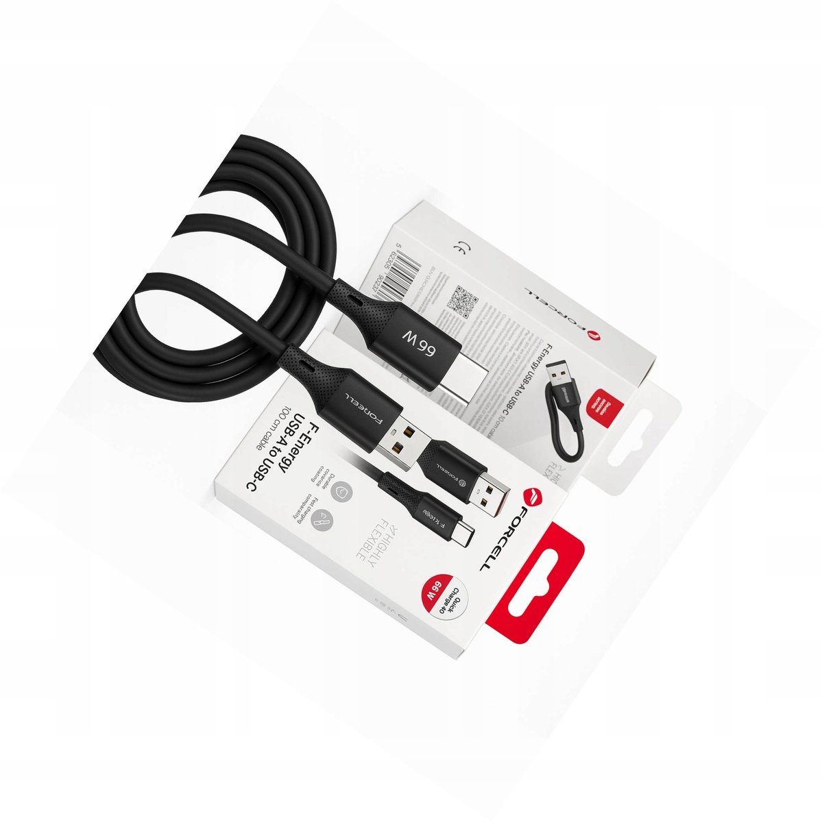 Forcell USB-A naar USB-C Kabel 1m 66W Zwart - Android Auto