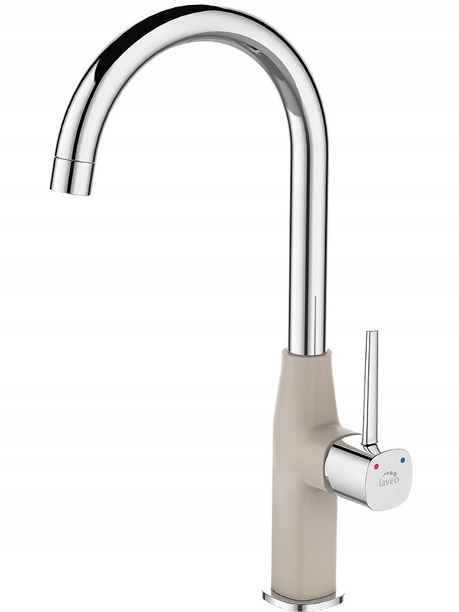 Keukenmengkraan POLA Chroom/Beige, Draaibare U-uitloop, Keramische kop