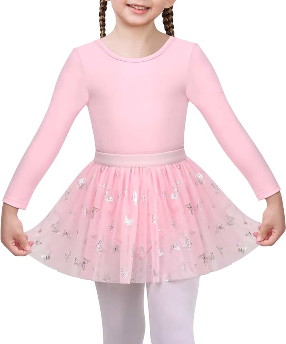 Jurk Eenvoudig Turnpakje Kant Lange mouw Ballet Dans Gymnastiek 4-10 jaar