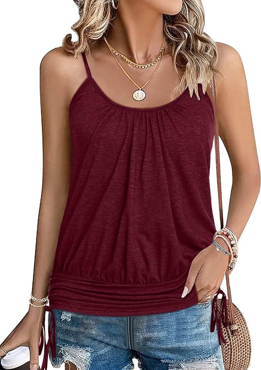 Tanktop voor dames, zomer, bovenstuk, spaghetti tops, effen, ronde hals, top, basic tanktop, mouwloos shirt, casual top, blouse, S-XXL