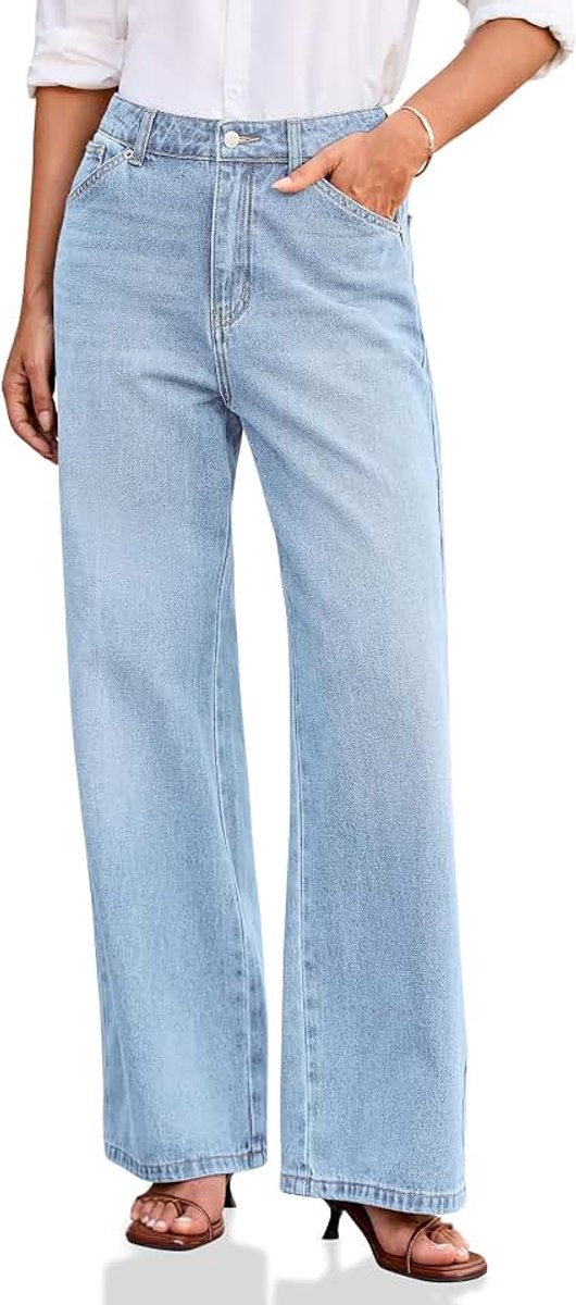 Jeansbroek voor dames, met wijde pijpen en zakken