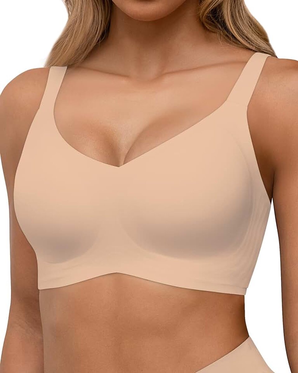 Naadloze Bh's Volledige Dekking Draadloze Push-Up Bh Voor Dames Comfortabele Bralettes Met V-Halsondersteuning