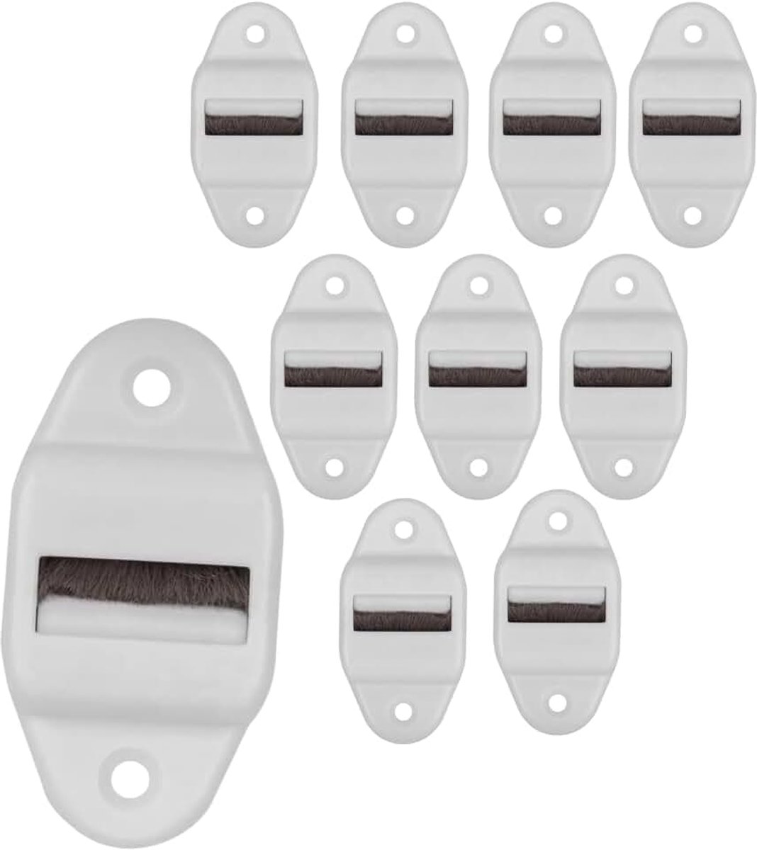 10 x riemgeleiding met borstel voor rolluikband met 23 mm breedte, kunststof/wit, 10 stuks